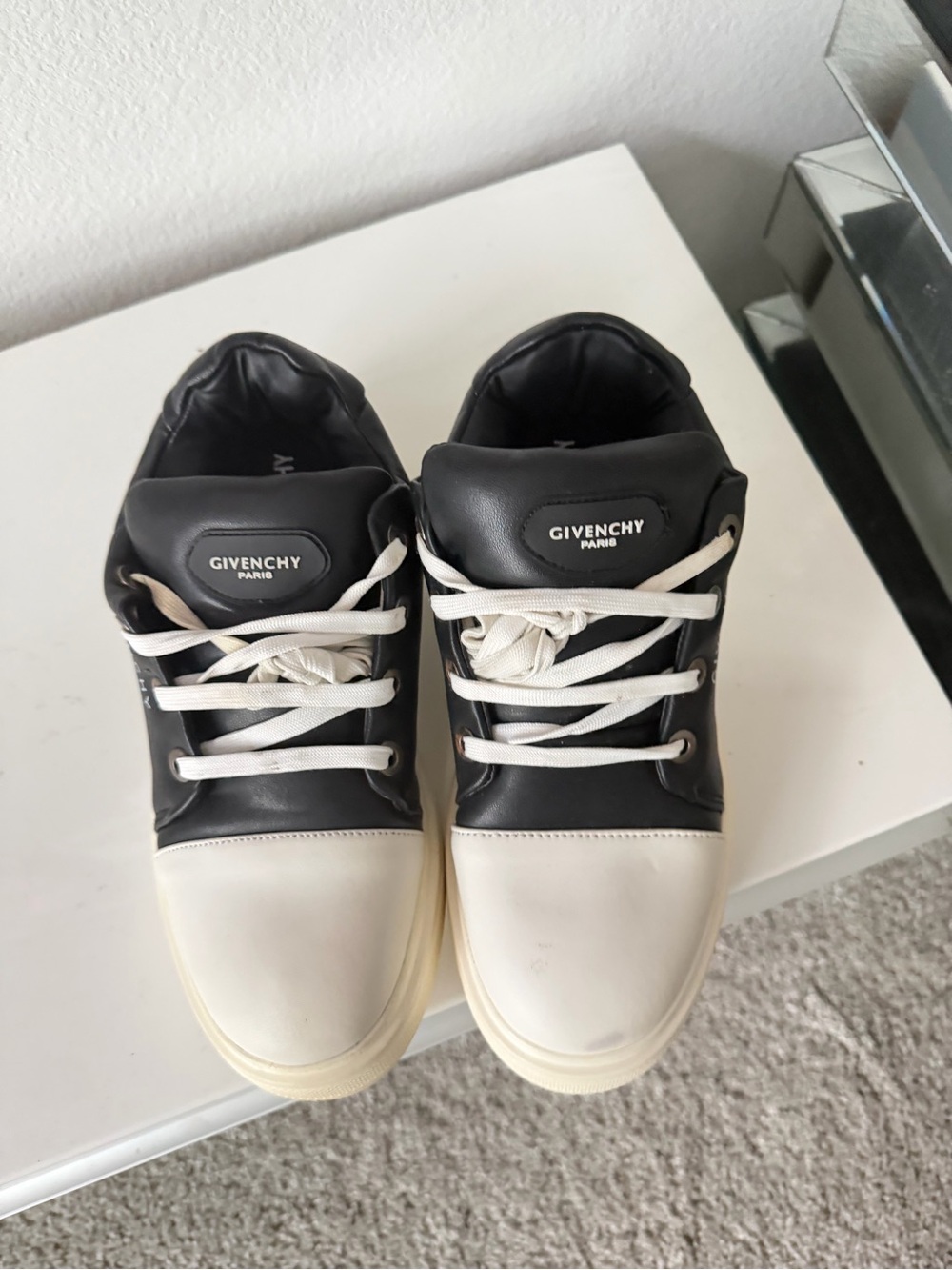 Givenchy Black and Cream Leather Low-Top Sneakers